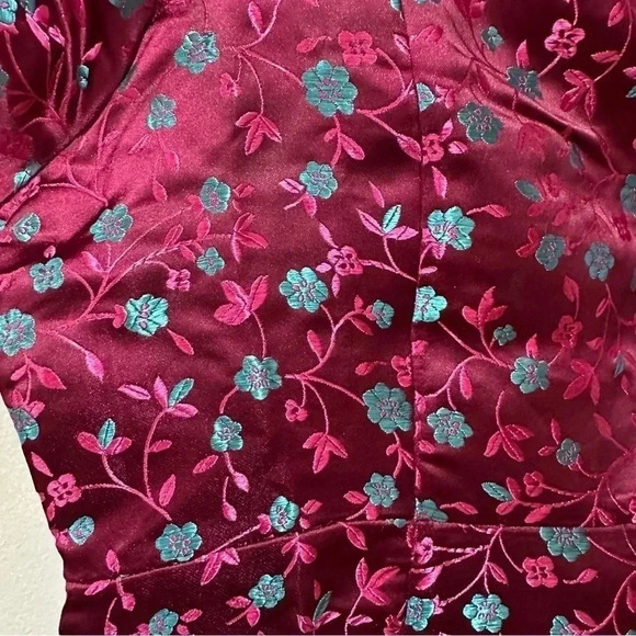 Lulus Always Decadent Magenta Floral Brocade Puff Sleeve Mini Dress Medium - Picture 7 of 12